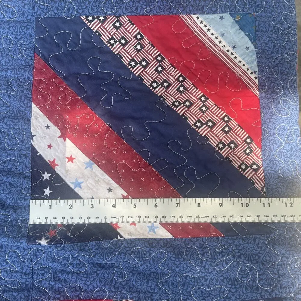 Patriotic Quilt Red, White & Blue Stars and Stripes – 72